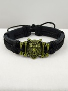 NOWA Bransoletka męska skórzana czarna regulowana wilk witcher wiedźmin