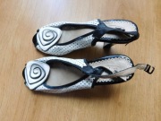 Lanqier buty czarne białe skóra 38 39