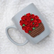 Kubek 3d bukiet kwiaty handmade