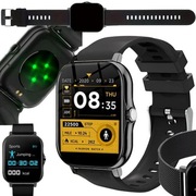 SMARTWATCH MĘSKI CZARNY ROZMOWY POLSKIE MENU EKG KROKI 2 PASKI 