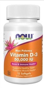 NOW Foods, Witamina D3, 1250 µg (50 000 j.m.), 50 kapsułek miękkich