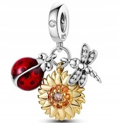 Charms zawieszka BIEDRONKA SŁONECZNIK WAŻKA s 925