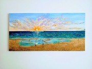 "Zachod nad morzem" .Obraz olejny 100x50
