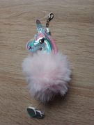 Brelok pompon futerko jednorożec kucyk różowy 