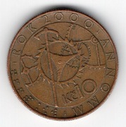 10 koron, 2000r. Milenium. Stal pokryta miedzią. Monety okolicznościowe