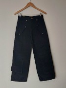 y2k spodnie cargo bojówki czarne sztruksowe 