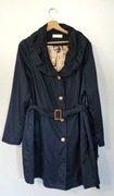 Granatowy jesienny płaszcz trencz XXL
