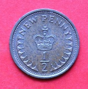 Half Penny   1973  r -     Anglia     Korona    stan !!