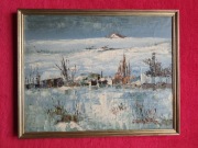 Stary obraz na płótnie zima