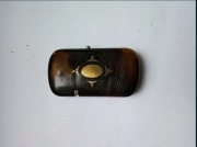 Stara piękna tabakiera-szylkret inkrustowany 18k złotem!