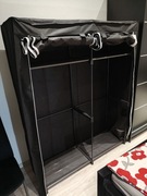 SZAFA NA UBRANIA TEKSTYLNA SKŁADANA MATERIAŁOWA GARDEROBA CZARNA 174x140x43