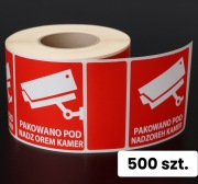 Etykiety "Pakowane pod Nadzorem Kamer" 80x80 mm | 500 szt.
