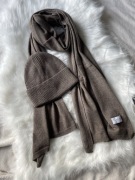 Szal i czapka fango Taupe camel karmel Cashmere 50% kaszmir 50% wełna