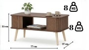 STOLIK KAWOWY 77x37x35 cm NOWOCZESNY LOFTOWY DESIGN Z PÓŁKĄ DO SALONU