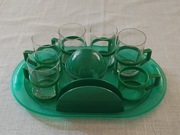 Zestaw do herbaty szklanki koszyczki  taca cukiernica PRL retro