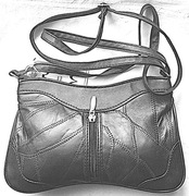 Mała torebka damska Skóra naturalna - łatki CZARNA