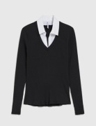 Piękna prążkowana bawełniana bluzka z kołnierzykiem. Rozmiary XS do XXL 