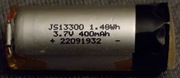 Akumulator li-ion li-poly, 3,7V; naładowany, JS13300; 1,40Wh; 400mAh.