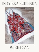 Cudna Kolorowa Sukienka Indyjska Boho Wiskoza*Boho