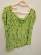 Zielona, oliwkowa bluzka, siateczka wykonana na szydełku, luźna