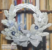 Wianek świąteczny z jelonkiem, średnica ok. 30cm, led