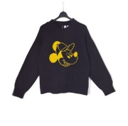 Sweter Luźny Oversize Dzianinowy Czarny Mickey Mouse H&M |R. M