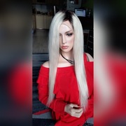 Peruka lace front włosy naturalne blond 55cm 150g