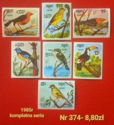 Znaczki fauna:374: ptaki- Kambodża 1985r **