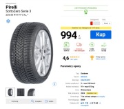 Komplet opon zimowych Pirelli SottoZero 3 235/35R19 - Stan idealny!