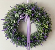 Piękny sztuczny wianek wieniec na drzwi ze wstążką całoroczny ok 38cm