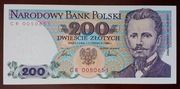 200 zł złotych -1986 r. - seria CR 0050651 stan 1,  pierwsza seria rocznika