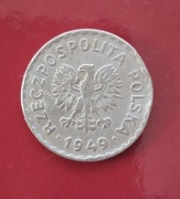 Zestaw 8 monet 1 złoty  i 50 groszy z 1949 MN i Al i z 1975 roku