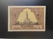 Banknot Notgeld 50 Fenigów 1922 Fürstenberg Meklemburgia Reutergeld Niemcy 