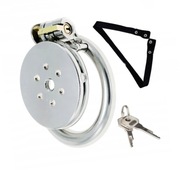 Stalowy pas cnoty chastity cock flat cage + Pasek oring 45mm