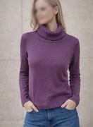 Golf damski H&M S 36 fioletowy śliwkowy 100% akryl klasyczny sweter