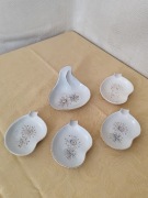 Kolekcjonerski Zestaw brydżowy porcelana NRD Ilmenau – 5 sztuk, lata 50/60.