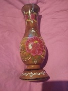 Wazon drewniany w kwiaty 