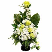 Kompozycja nagrobna do wazonu grób cmentarz biało-zielona serce