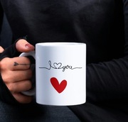 Kubek I Love You z sercem prezent dla niej dla niego,kubek z nadrukiem