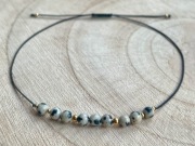 Bransoletka na sznurku Jaspis Dalmatyński kamień naturalny na prezent 