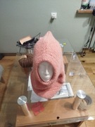 Balaclava dziecięca alpaka hand made róź 