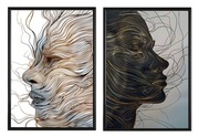 Zestaw 2 plakatów 30x40 cm- biała i czarna twarz,art line,