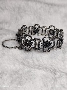 Srebrna bransoletka - srebro 800 + granaty - stary wyrób 