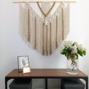 Duża makrama boho 115 cm handmade ecru juta