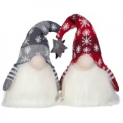 Gnom skrzat świąteczny świecący LED 20 cm Szary