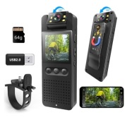 Kamera Nasobna Body Cam Mini 16MP Nocny Kolor 64GB TF Do Roweru Ochrony