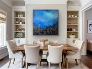 Obraz abstrakcja niebieska 100x100cm ręcznie malowana