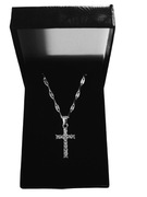 Naszyjnik damski ze stali szlachetnej –  z krzyżykiem + czarne pudełko 