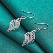 Srebrne Kolczyki Listki Próba 925 | Ażurowe Liście | Prezent + Gratis
