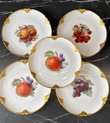 Cudo! Krautheim 1922-1945 komplet 5 szt. talerze deserowe owoce zestaw